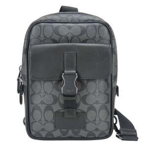 Coach Body Bag Signature C2711 Coated Canvas Leather Grey Black Shoulder for ...